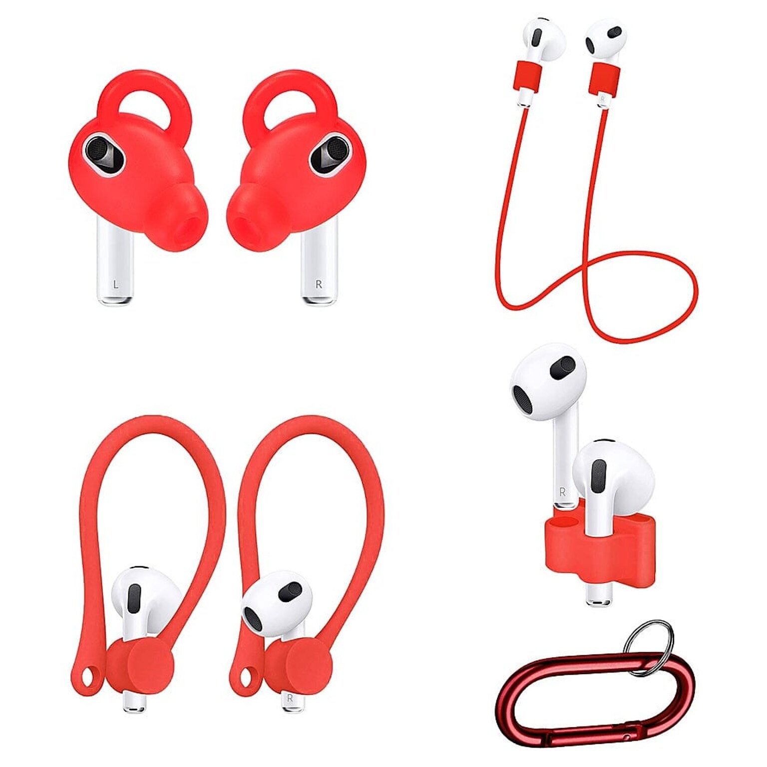 SaharaCase Silicone Accessories Kit for Apple AirPods 3 (3rd Generation), Red (HP00098)