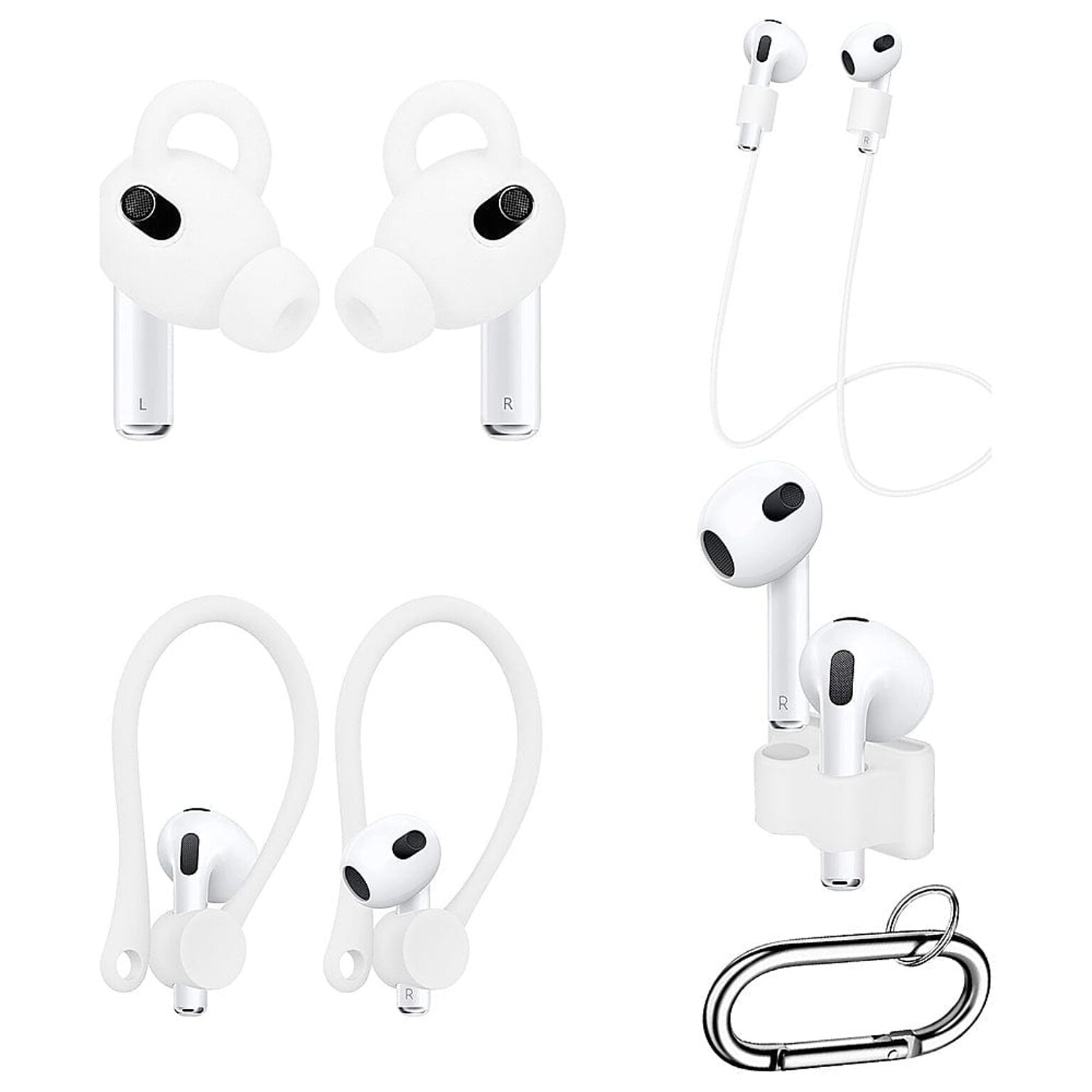 SaharaCase Silicone Accessories Kit for Apple AirPods 3 (3rd Generation), White (HP00100)