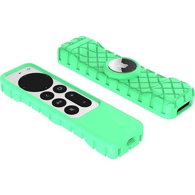 SaharaCase Apple TV 4K Remote Silicone Case for Apple AirTag, Green Glow (AT00011)