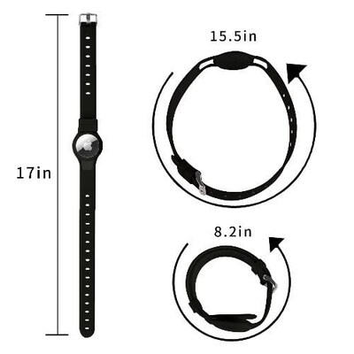 SaharaCase Silicone Dog Collar for Apple AirTag, Small and Medium Dogs, Black (AT00017)