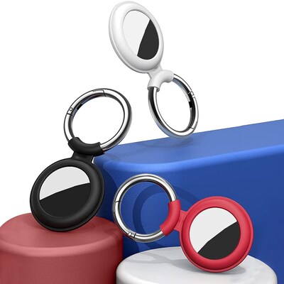 SaharaCase Silicone Case for Apple AirTag, Black/White/Red/Blue, 4/Pack (AT00022)