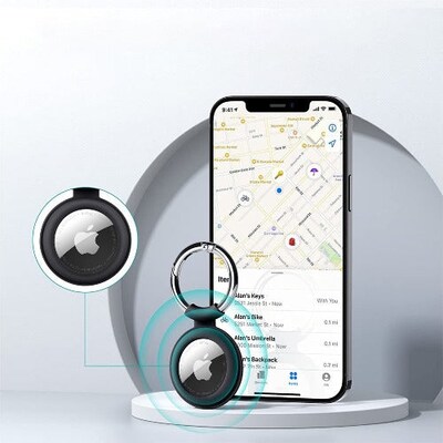 SaharaCase Silicone Case for Apple AirTag, Black/White/Red/Blue, 4/Pack (AT00022)