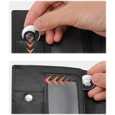 SaharaCase Genuine Leather Wallet Case for Apple AirTag, Black (AT00037)