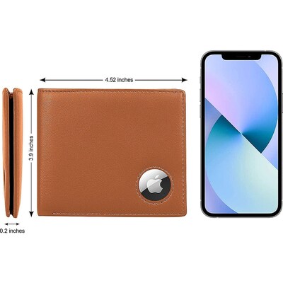 SaharaCase Genuine Leather Wallet Case for Apple AirTag, Brown (AT00038)