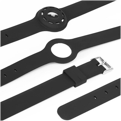 SaharaCase Adjustable Silicone Dog Collar for Apple AirTag, Large Dogs, Black, 2/Pack (AT00042)