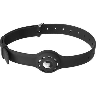 SaharaCase Adjustable Silicone Dog Collar for Apple AirTag, Large Dogs, Black, 2/Pack (AT00042)