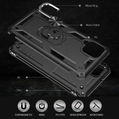 SaharaCase Military Kickstand Series Case for Samsung Galaxy A12, Black (CP00073)
