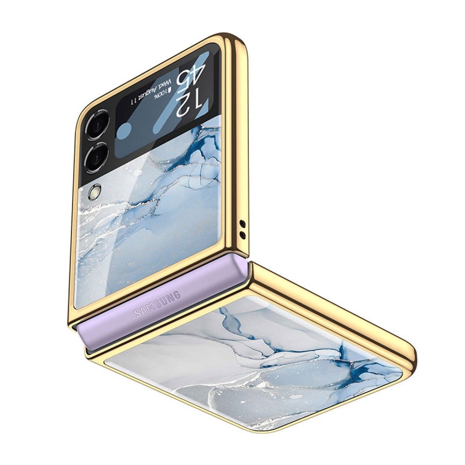 SaharaCase Marble Series Case for Samsung Galaxy Z Flip3 5G, Blue/Gold (CP00103)