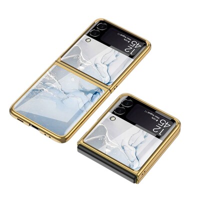 SaharaCase Marble Series Case for Samsung Galaxy Z Flip3 5G, Blue/Gold (CP00103)