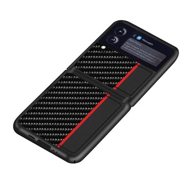 SaharaCase Hard Shell Silicone Series Case for Samsung Galaxy Z Flip3 5G, Black/Carbon Fiber (CP00104)