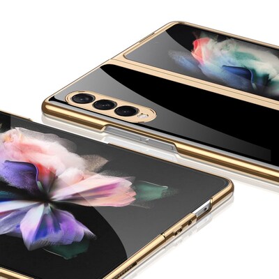 SaharaCase Marble Series Case for Samsung Galaxy Z Fold3 5G, Black/Gold (CP00110)
