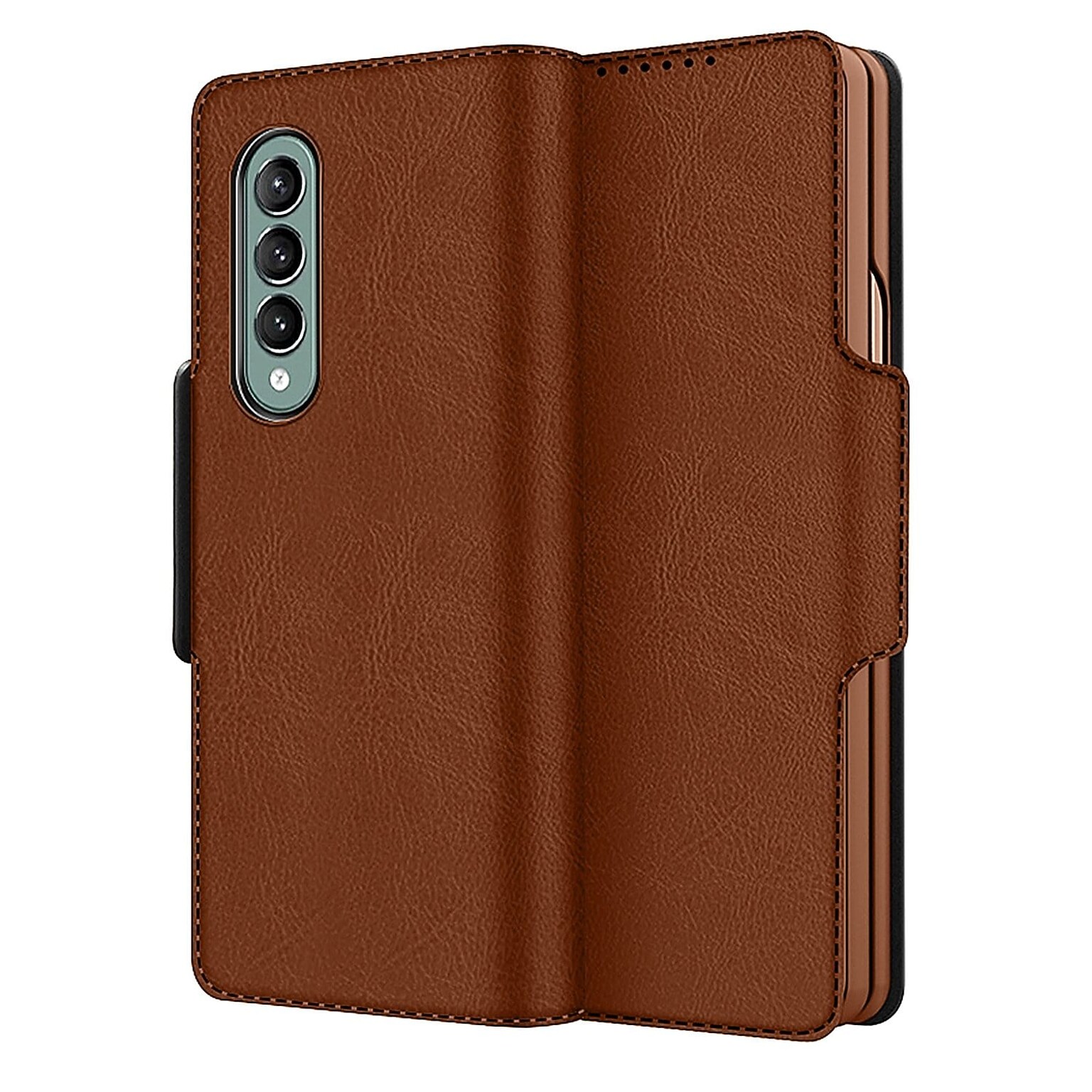 SaharaCase Leather Folio Wallet Case for Samsung Galaxy Z Fold3 5G, Brown (CP00113)