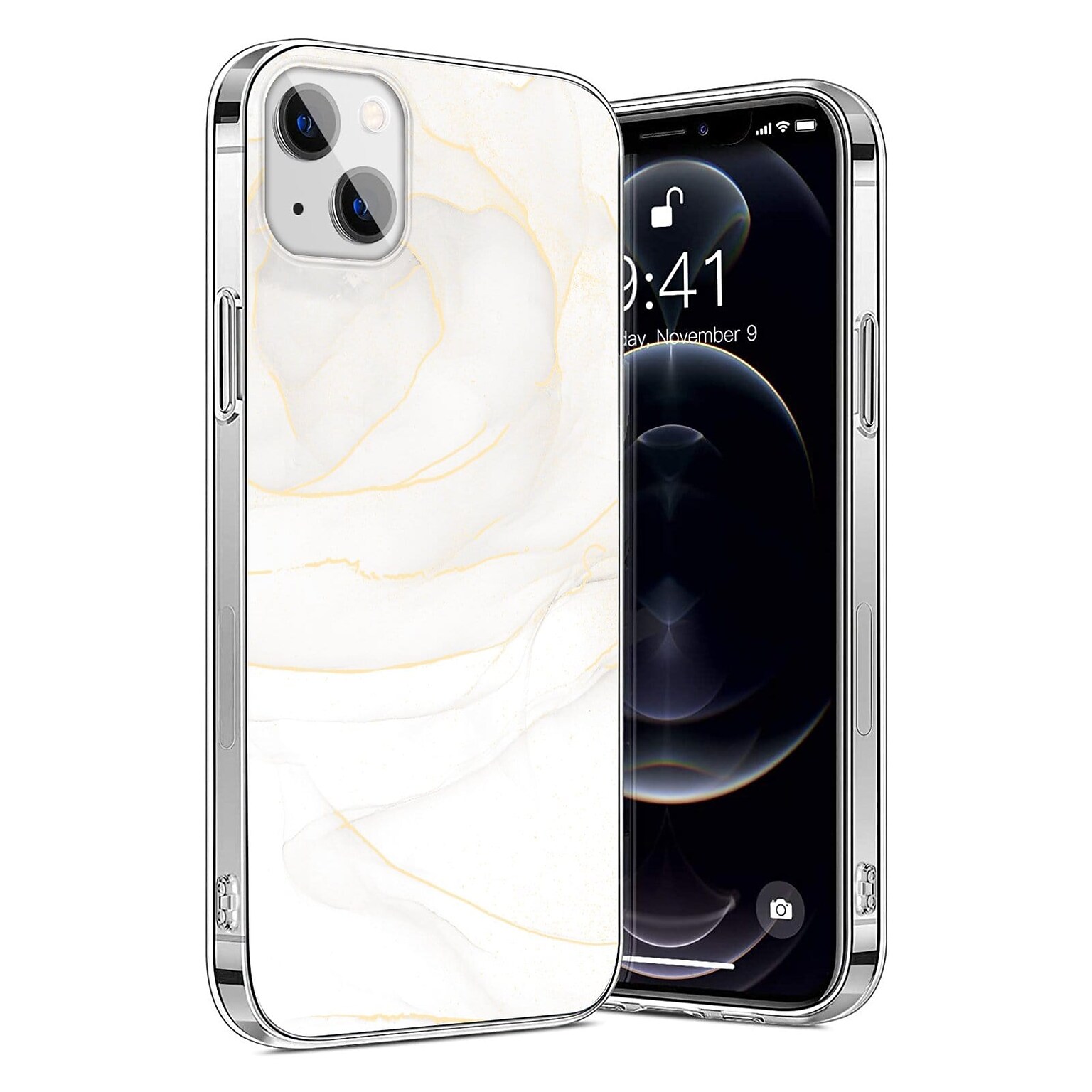SaharaCase Marble Series Case for Apple iPhone 13 mini, White/Gold (CP00120)
