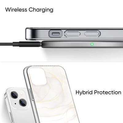 SaharaCase Marble Series Case for Apple iPhone 13 mini, White/Gold (CP00120)