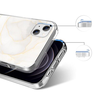 SaharaCase Marble Series Case for Apple iPhone 13 mini, White/Gold (CP00120)