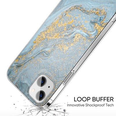 SaharaCase Marble Series Case for Apple iPhone 13 mini, Blue/Gold (CP00121)