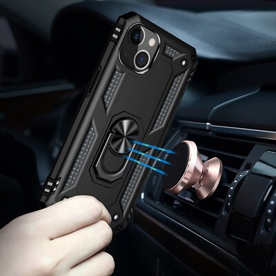 SaharaCase Kickstand with Belt Clip Case for Apple iPhone 13 and iPhone 14, Black (CP00131)