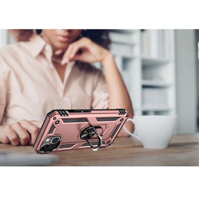 SaharaCase Kickstand with Belt Clip Case for Apple iPhone 13 and iPhone 14, Rose Gold (CP00132)