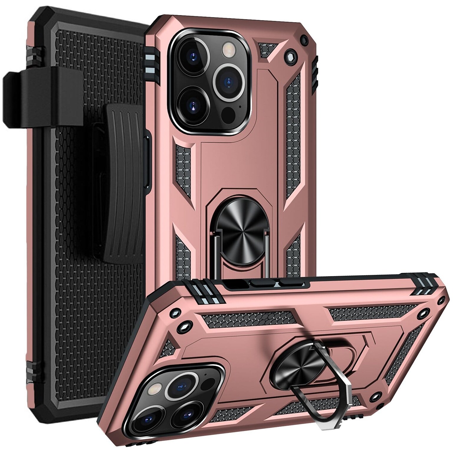 SaharaCase Kickstand with Belt Clip Case for Apple iPhone 13 Pro, Rose Gold (CP00146)