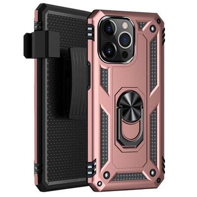 SaharaCase Kickstand with Belt Clip Case for Apple iPhone 13 Pro, Rose Gold (CP00146)