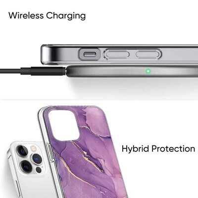 SaharaCase Marble Series Case for Apple iPhone 13 Pro, Purple/Gold (CP00150)