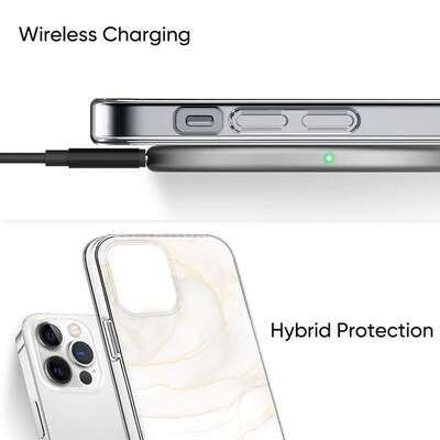 SaharaCase Marble Series Case for Apple iPhone 13 Pro Max, White/Gold (CP00162)