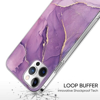 SaharaCase Marble Series Case for Apple iPhone 13 Pro Max, Purple/Gold (CP00164)