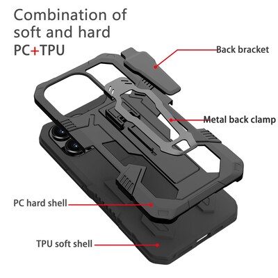 SaharaCase Military Kickstand Series with Belt Clip for Apple iPhone 13 Pro Max, Black (CP00179)