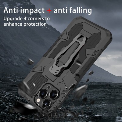 SaharaCase Military Kickstand Series with Belt Clip for Apple iPhone 13 Pro Max, Black (CP00179)