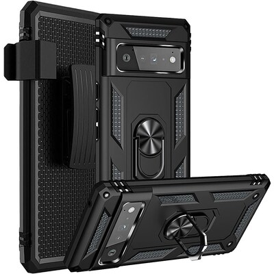 SaharaCase Kickstand with Belt Clip Case for Google Pixel 6 Pro, Black (CP00186)