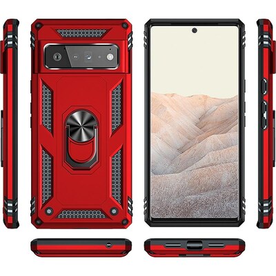 SaharaCase Kickstand with Belt Clip Case for Google Pixel 6 Pro, Red (CP00187)