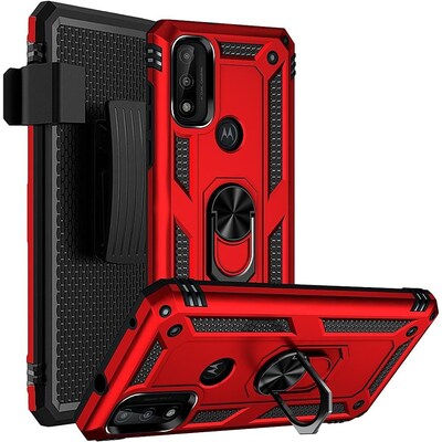 SaharaCase Military Kickstand Series Case for Motorola Moto G Pure and G Power 2022, Red (CP00191)