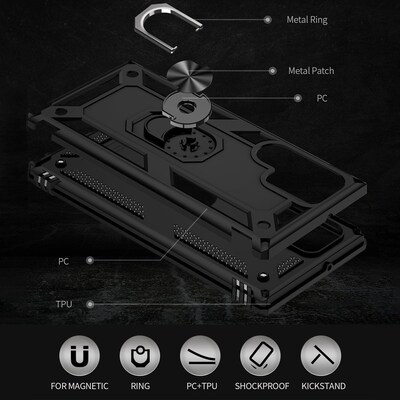 SaharaCase Military Kickstand Series Case for Samsung Galaxy S22 Ultra, Black (CP00216)