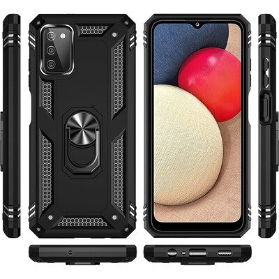 SaharaCase Military Kickstand Case with Belt Clip for Samsung Galaxy A03 and A03s, Black (CP00238)