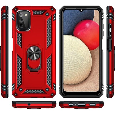 SaharaCase Military Kickstand Case with Belt Clip for Samsung Galaxy A03 and A03s, Red (CP00239)