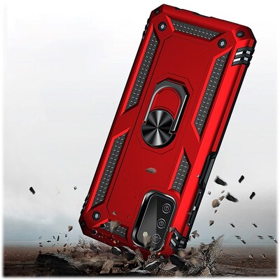 SaharaCase Military Kickstand Case with Belt Clip for Samsung Galaxy A03 and A03s, Red (CP00239)