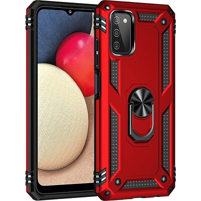 SaharaCase Military Kickstand Case with Belt Clip for Samsung Galaxy A03 and A03s, Red (CP00239)