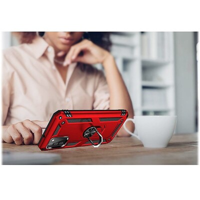 SaharaCase Military Kickstand Case with Belt Clip for Samsung Galaxy A03 and A03s, Red (CP00239)
