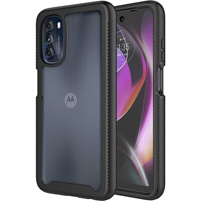 SaharaCase GRIP Series Case for Motorola Moto G 5G (2022), Black/Clear (CP00242)