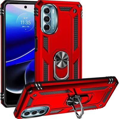 SaharaCase Military Kickstand with Belt Clip Case for Motorola Moto G 5G (2022), Red (CP00244)