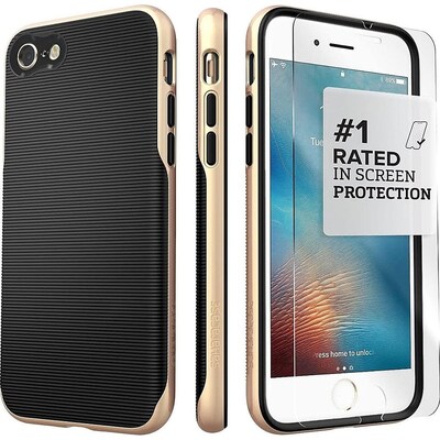 SaharaCase Trend Series Case for Apple iPhone 7, 8, SE (3rd Generation 2022), Black Gold 9CP00267)