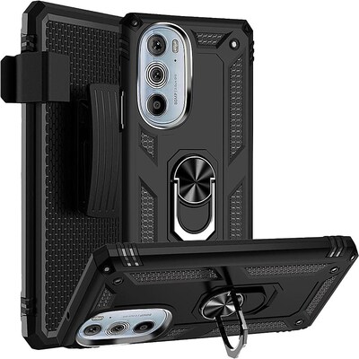 SaharaCase Military Kickstand Series Case for Motorola Edge+ (2022), Black (CP00282)