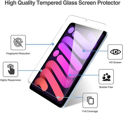 SaharaCase ZeroDamage Tempered Glass Screen Protector for Apple iPad mini (A17 Pro), iPad mini (6th Gen 2021), Clear (ZD00030)