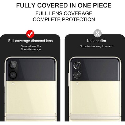 SaharaCase ZeroDamage Camera Lens Protector for Samsung Galaxy Z Flip3 5G, Clear, 2/Pack/Black (ZD00036)