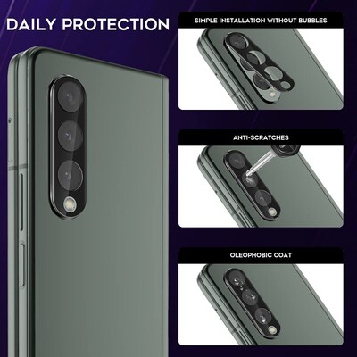 SaharaCase ZeroDamage Camera Lens Protector for Samsung Galaxy Z Fold3 5G, Clear, 2/Pack/Black (ZD00037)