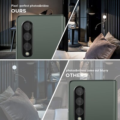 SaharaCase ZeroDamage Camera Lens Protector for Samsung Galaxy Z Fold3 5G, Clear, 2/Pack/Black (ZD00037)