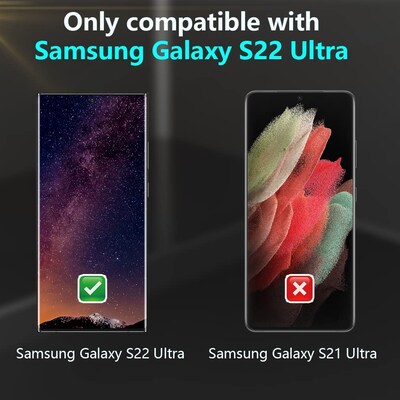 SaharaCase ZeroDamage Camera Lens Protector for Samsung Galaxy S22 Ultra, Black, 2/Pack (ZD00080)