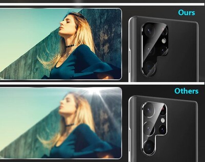 SaharaCase ZeroDamage Camera Lens Protector for Samsung Galaxy S22 Ultra, Black, 2/Pack (ZD00080)