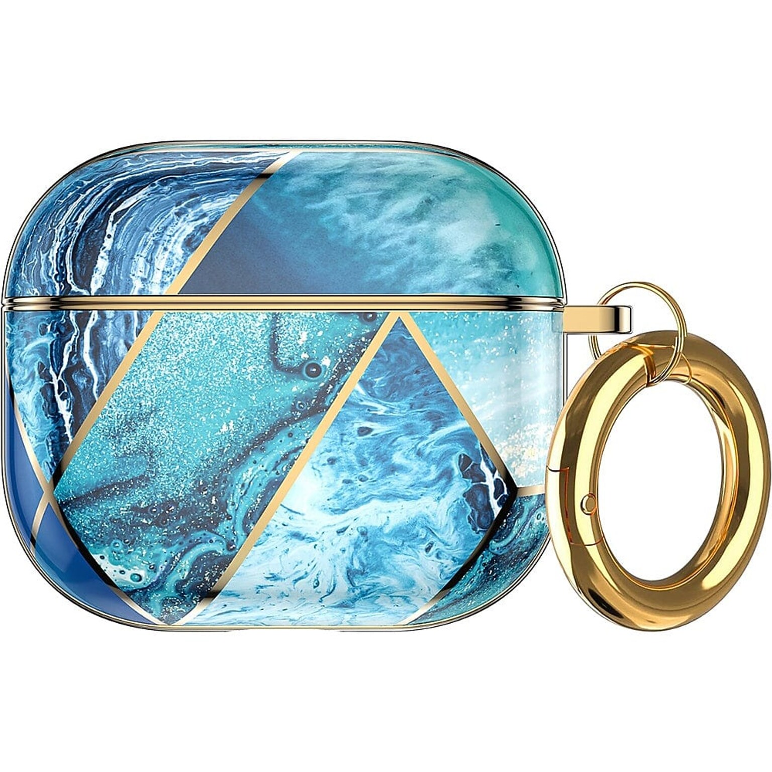 SaharaCase Marble Case for Apple AirPods 3 (3rd Generation), Blue/Gold (HP00083)