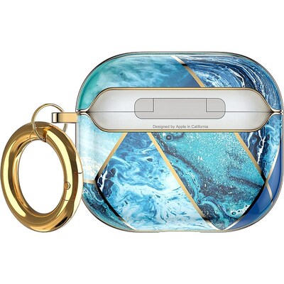 SaharaCase Marble Case for Apple AirPods 3 (3rd Generation), Blue/Gold (HP00083)